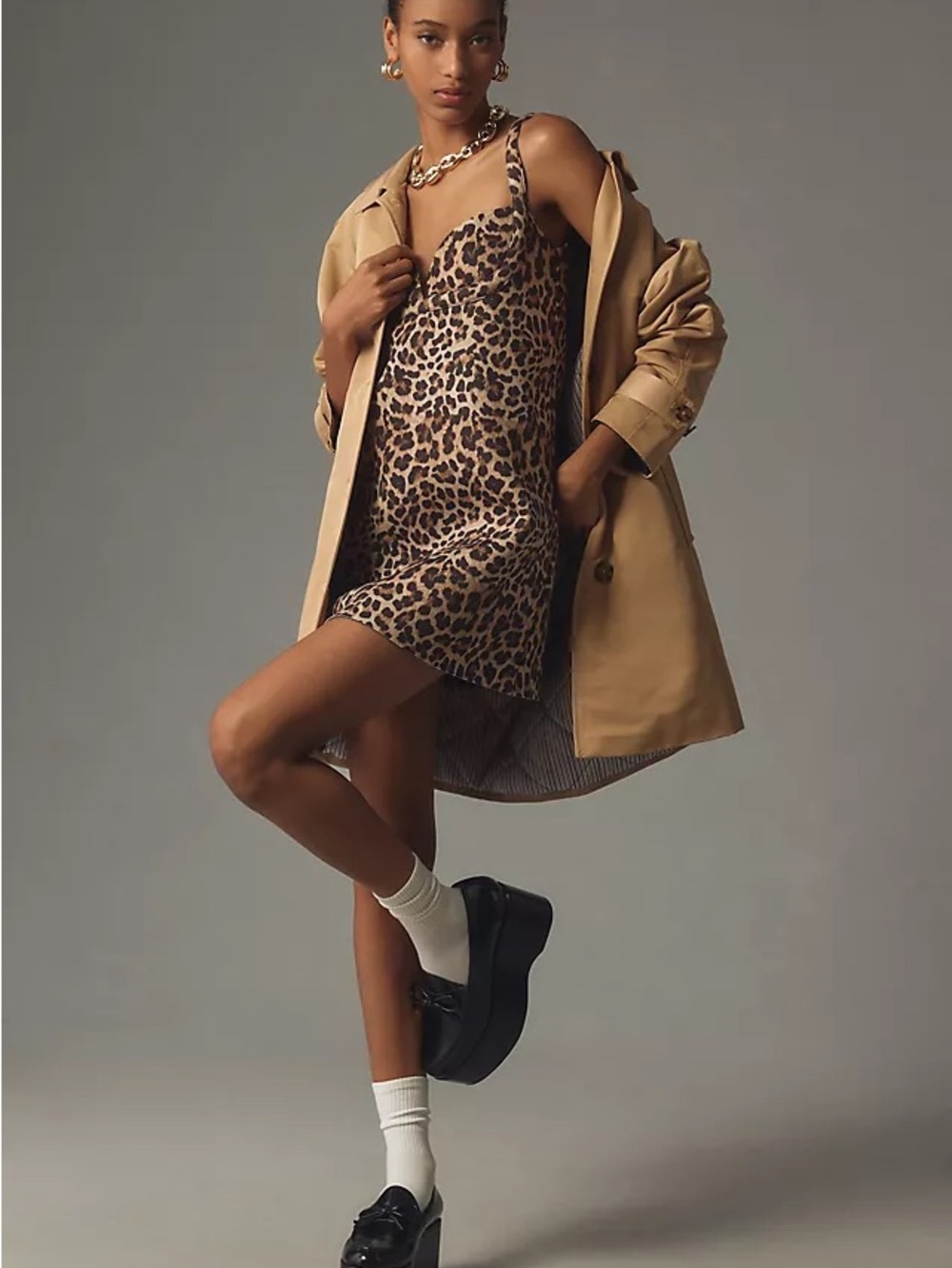 Anthropologie x Dhruv Kapoor Leopard Sweetheart Mini Dress Size M